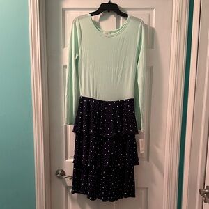 LuLaRoe Mint and Navy Polka Dot Dress
